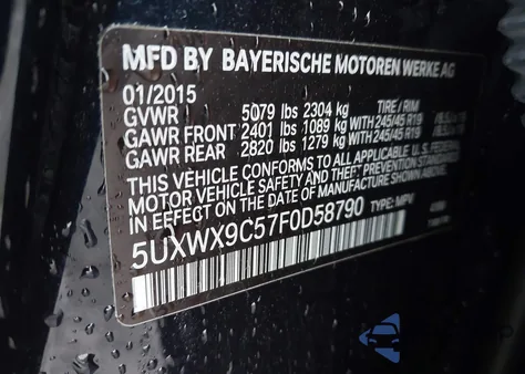 2015 BMW X3 xDrive28I from USA, damaged, VIN 5UXWX9C57F0D58790